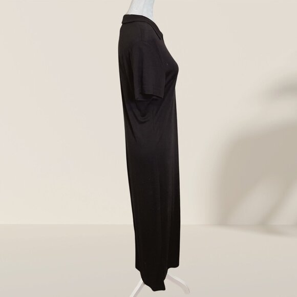 Hot Cotton Black Collared Midi Dress - Size M, Made in USA - Picture 3 of 7